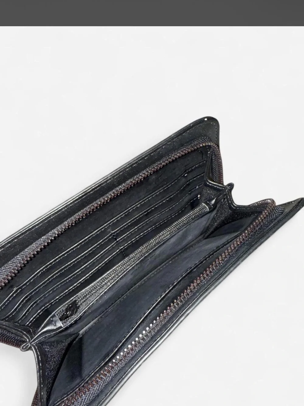 Black Croc-Embossed Zip Wallet - Unbranded
